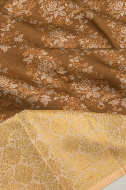 Kanchipuram Silk Brocade Snuff Brown Saree