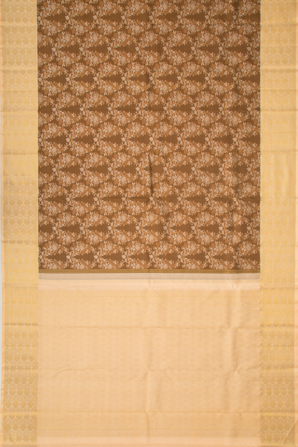 Kanchipuram Silk Brocade Snuff Brown Saree