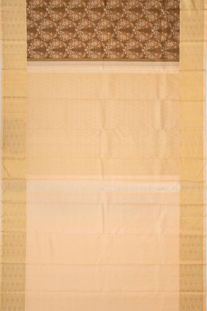 Kanchipuram Silk Brocade Snuff Brown Saree