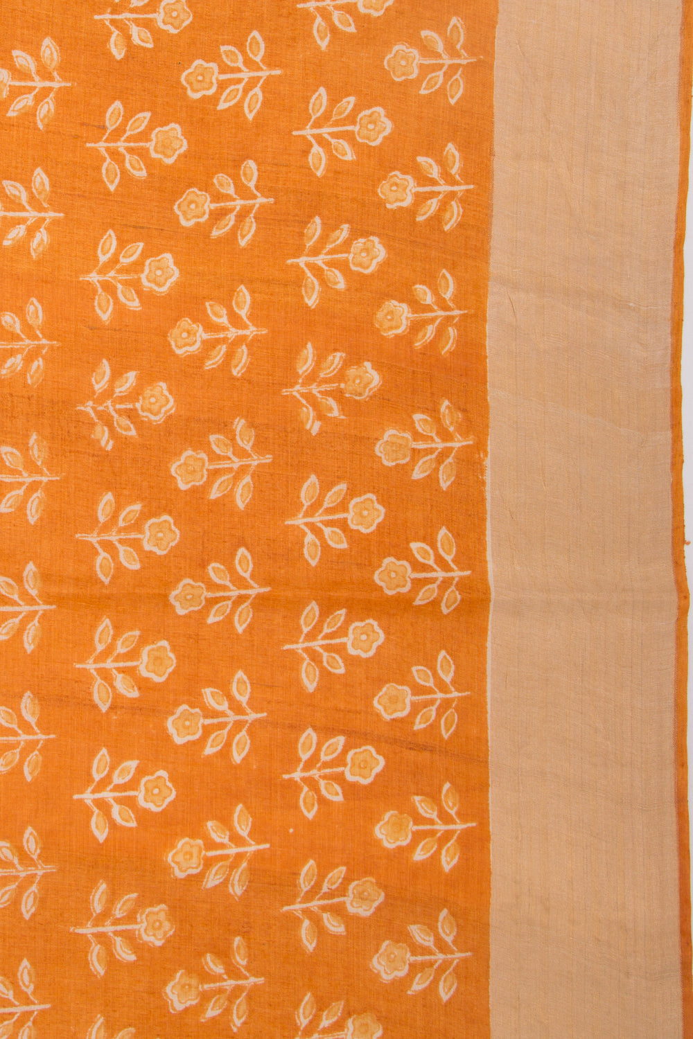Tussar Floral Printed Mustard Yellow Saree
