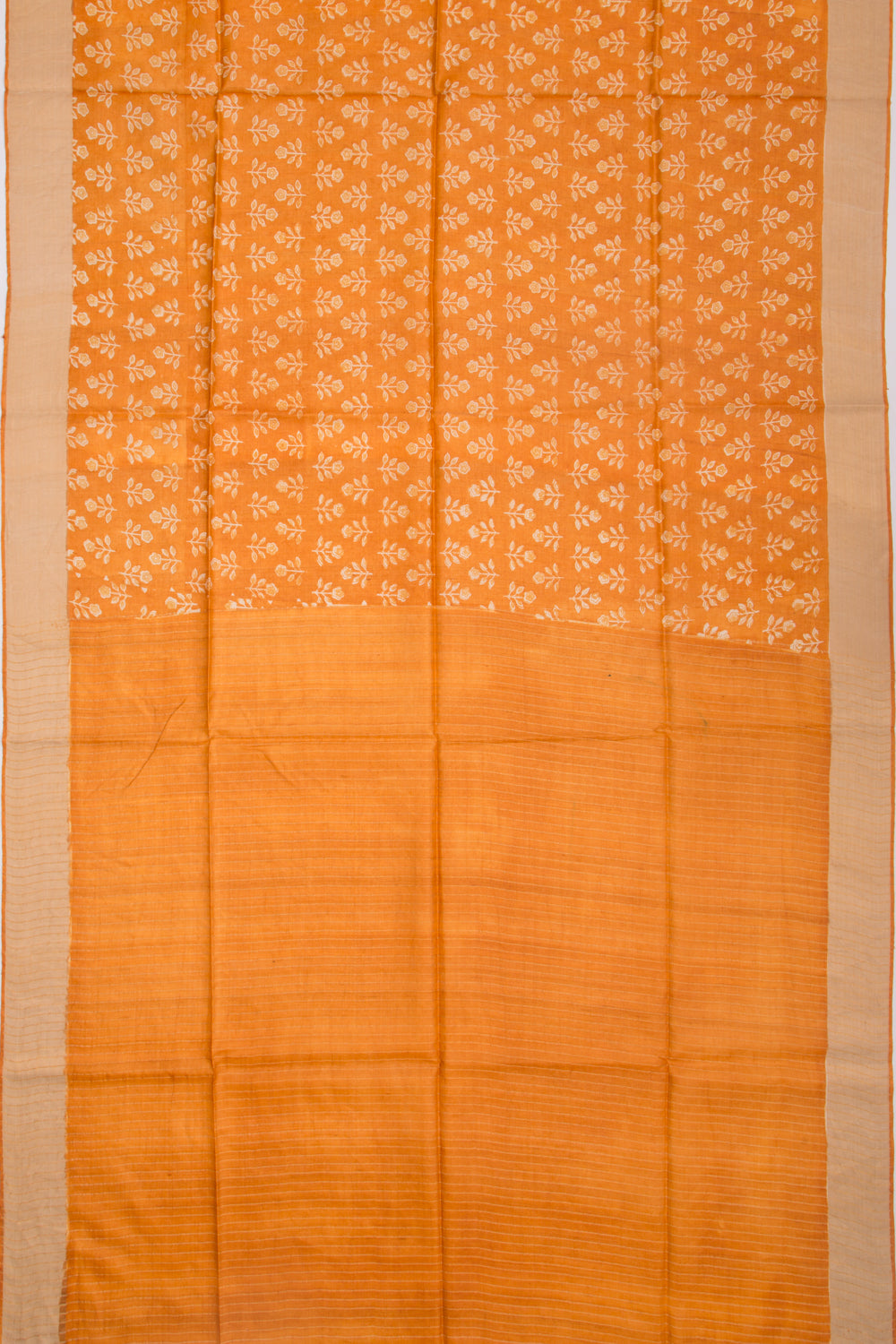Tussar Floral Printed Mustard Yellow Saree