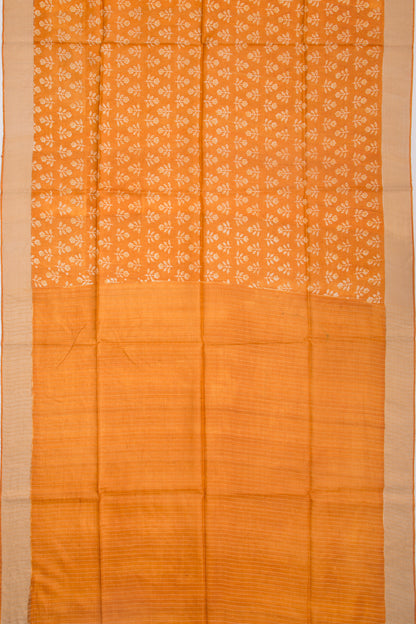 Tussar Floral Printed Mustard Yellow Saree
