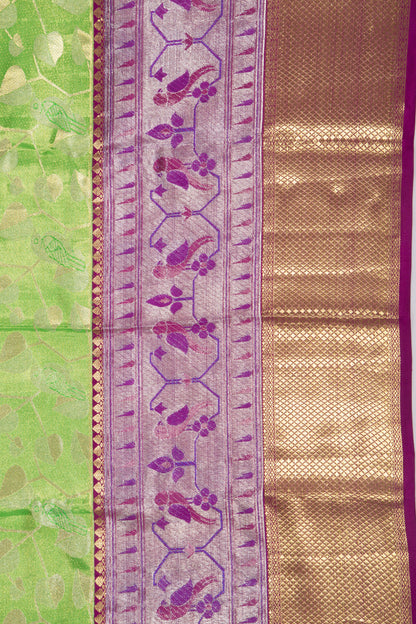 Taranga Kanchi Silk Tissue Jaal Green Saree