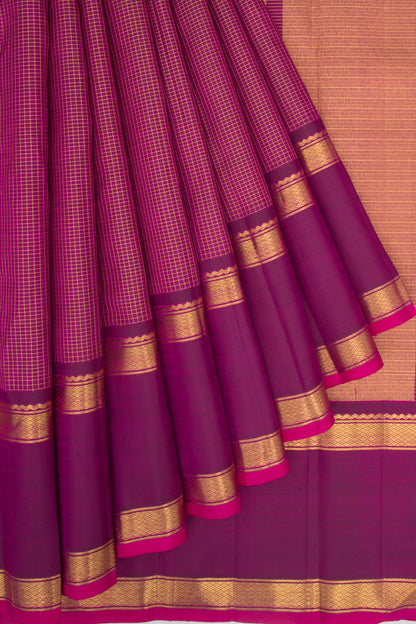 Kanchipuram Silk Checks Purple Saree
