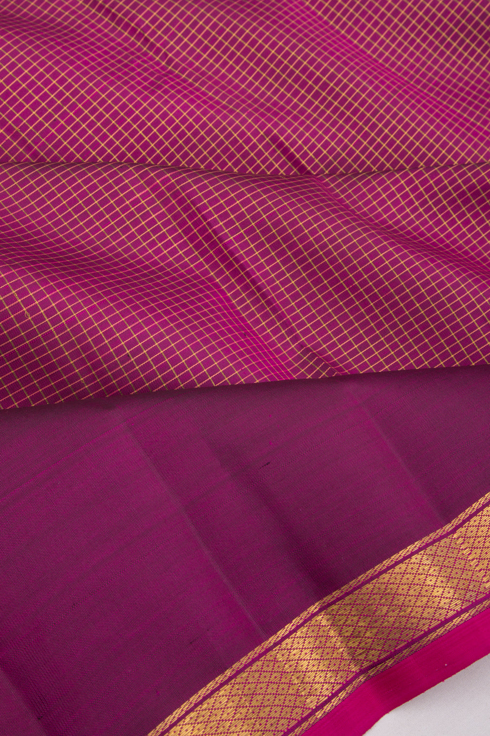 Kanchipuram Silk Checks Purple Saree