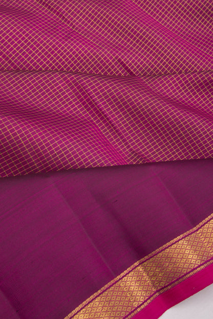 Kanchipuram Silk Checks Purple Saree