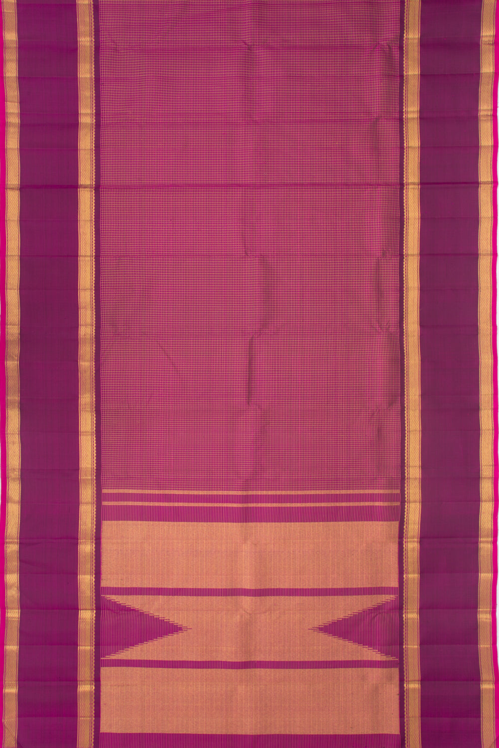Kanchipuram Silk Checks Purple Saree