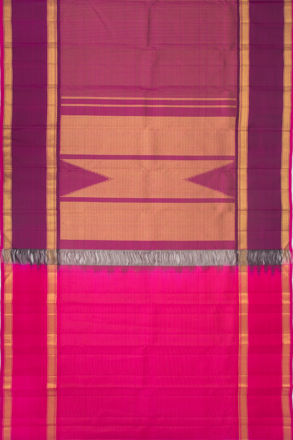 Kanchipuram Silk Checks Purple Saree
