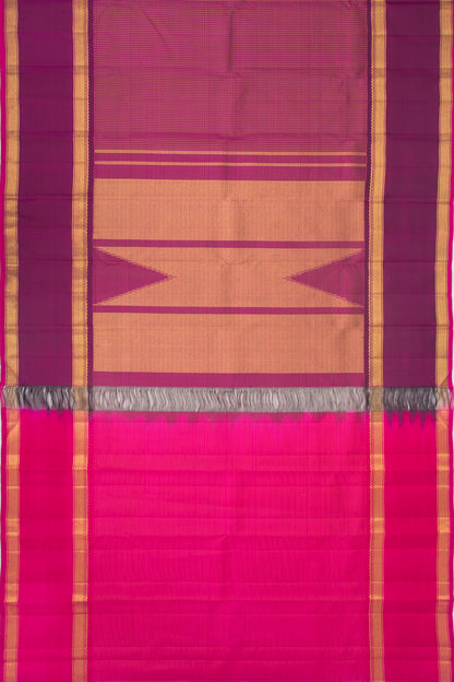 Kanchipuram Silk Checks Purple Saree