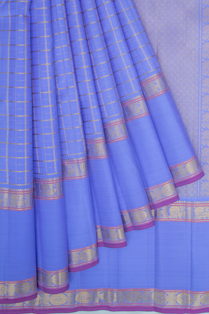 Kanchipuram Silk Checks Violet Saree