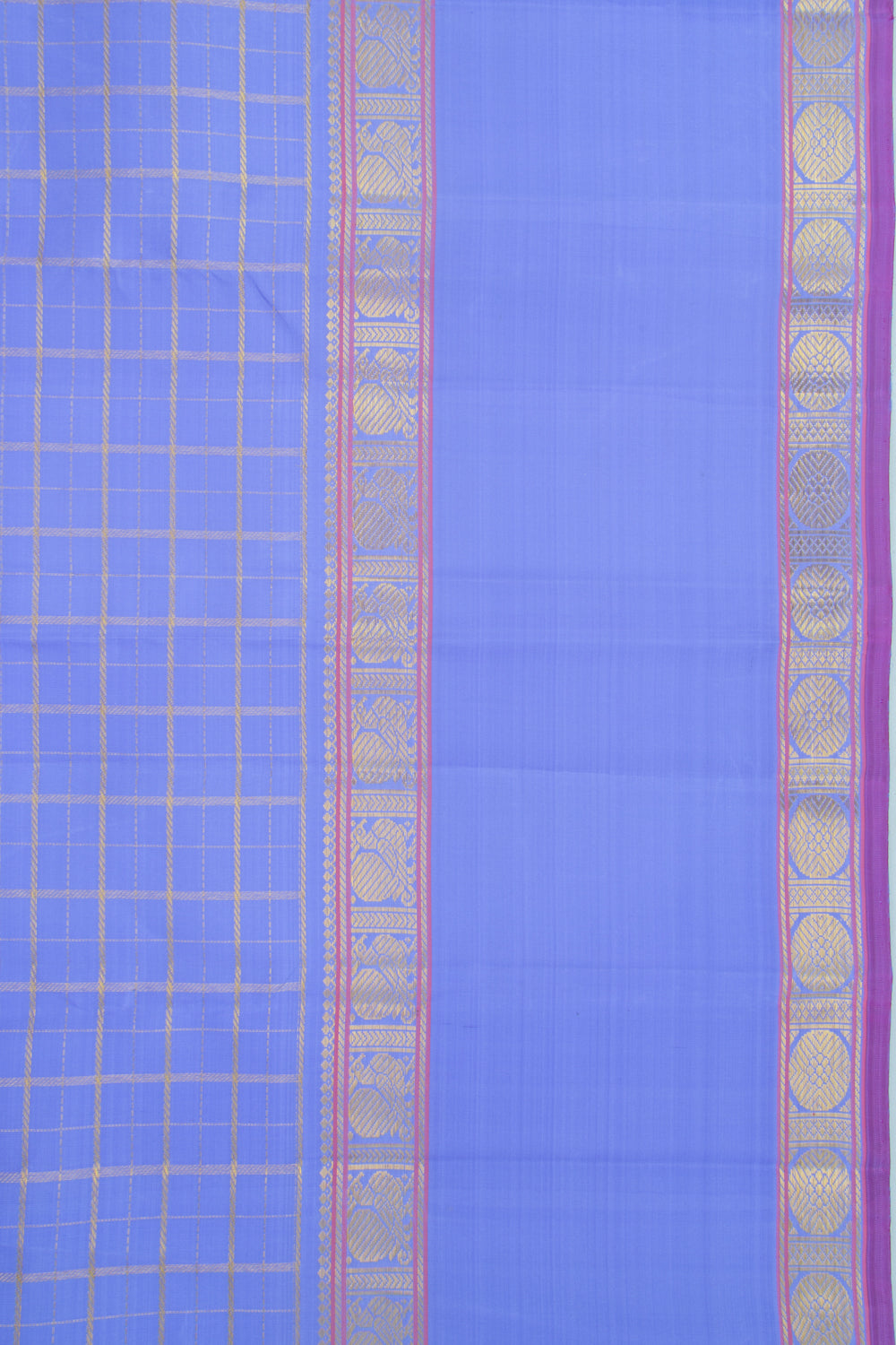 Kanchipuram Silk Checks Violet Saree