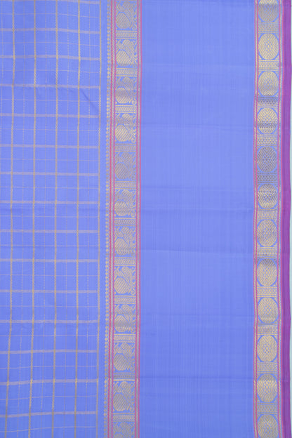 Kanchipuram Silk Checks Violet Saree