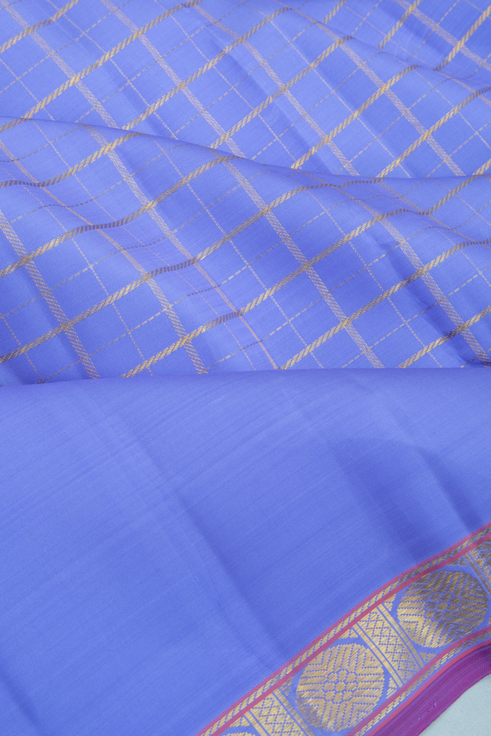 Kanchipuram Silk Checks Violet Saree