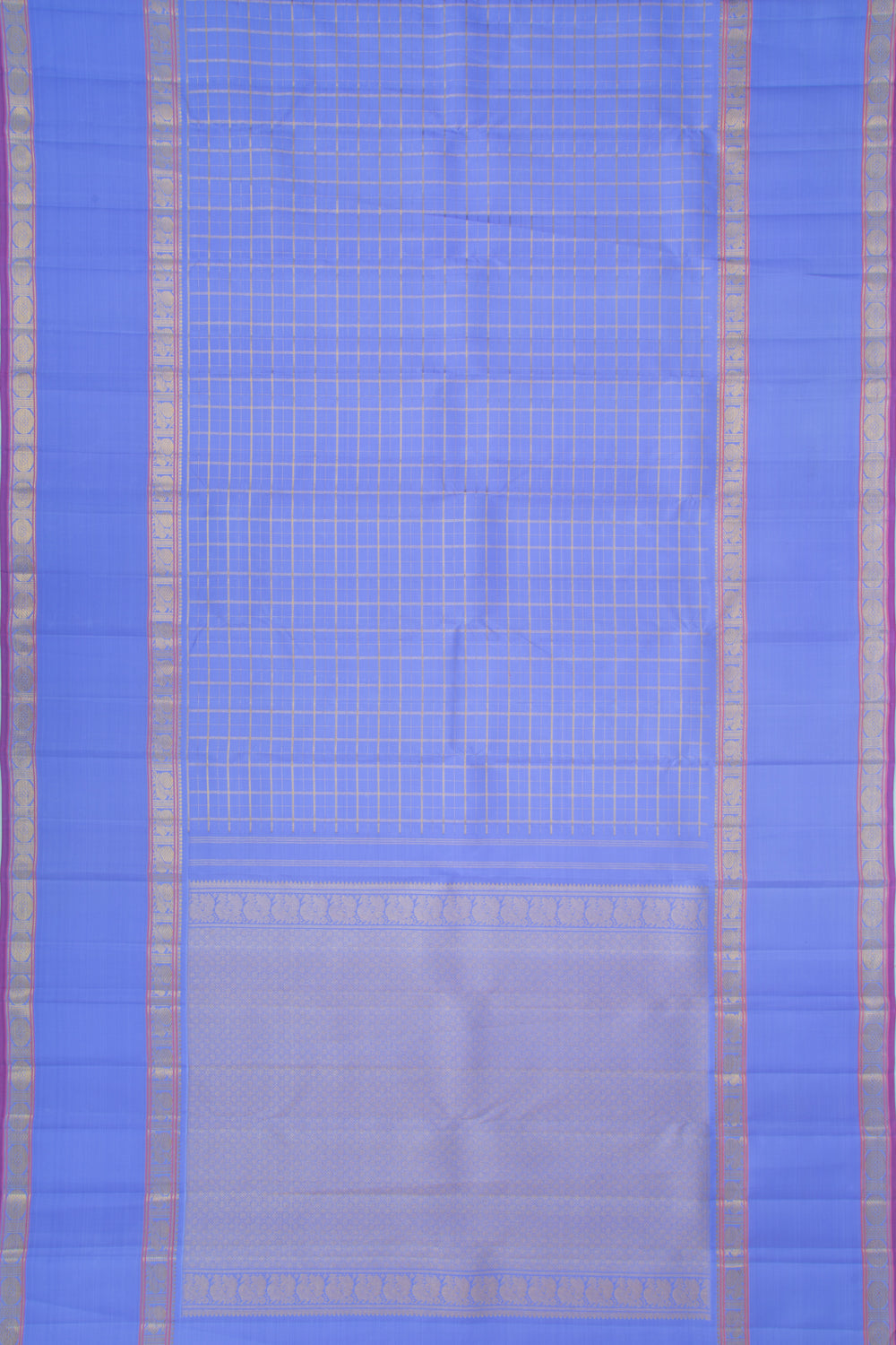 Kanchipuram Silk Checks Violet Saree