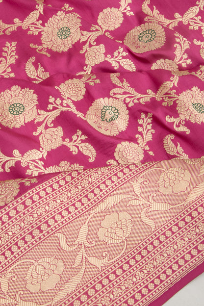 Banarasi Silk Kadwa Jaal Pink Saree