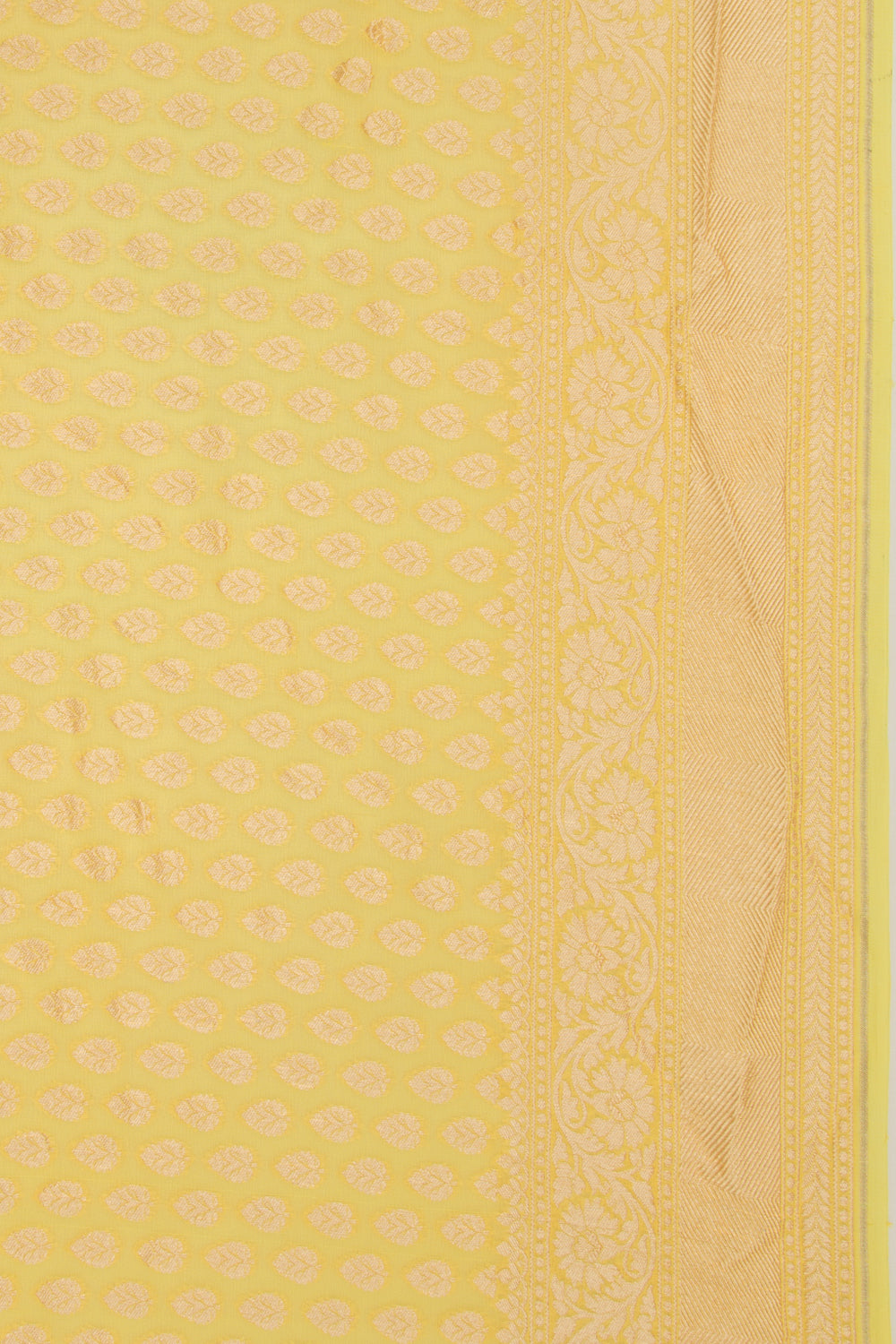 Banarasi Georgette Brocade Yellow Saree