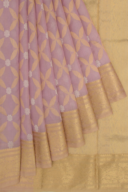 Chanderi Silk Brocade Lilac Saree