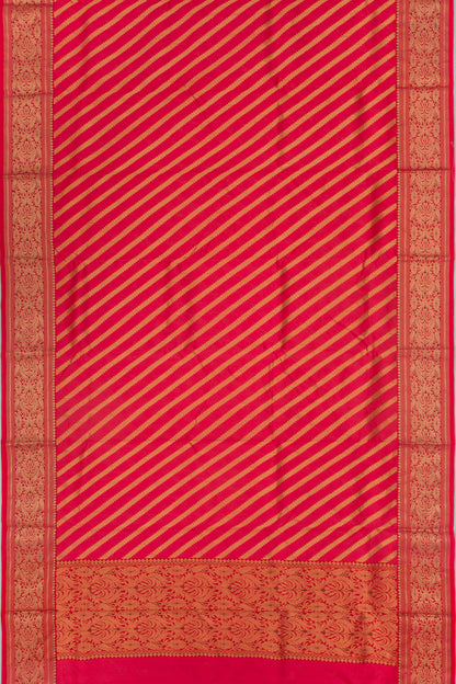 Pure Chanderi Silk Diagonal Lines Red Saree