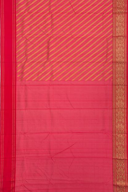 Pure Chanderi Silk Diagonal Lines Red Saree