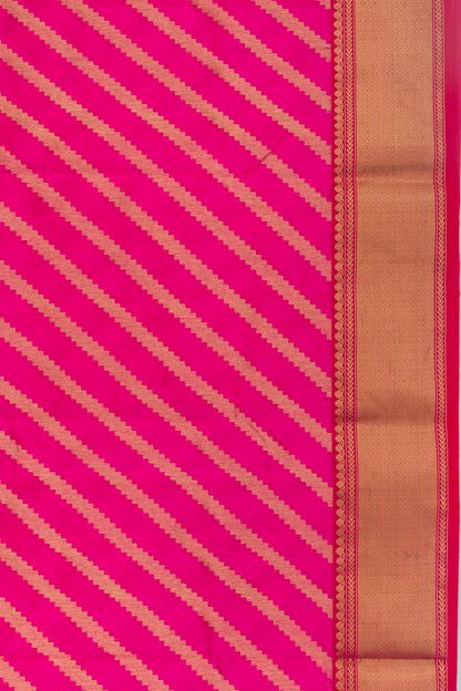 Chanderi Silk Diagonal Lines Pink Saree