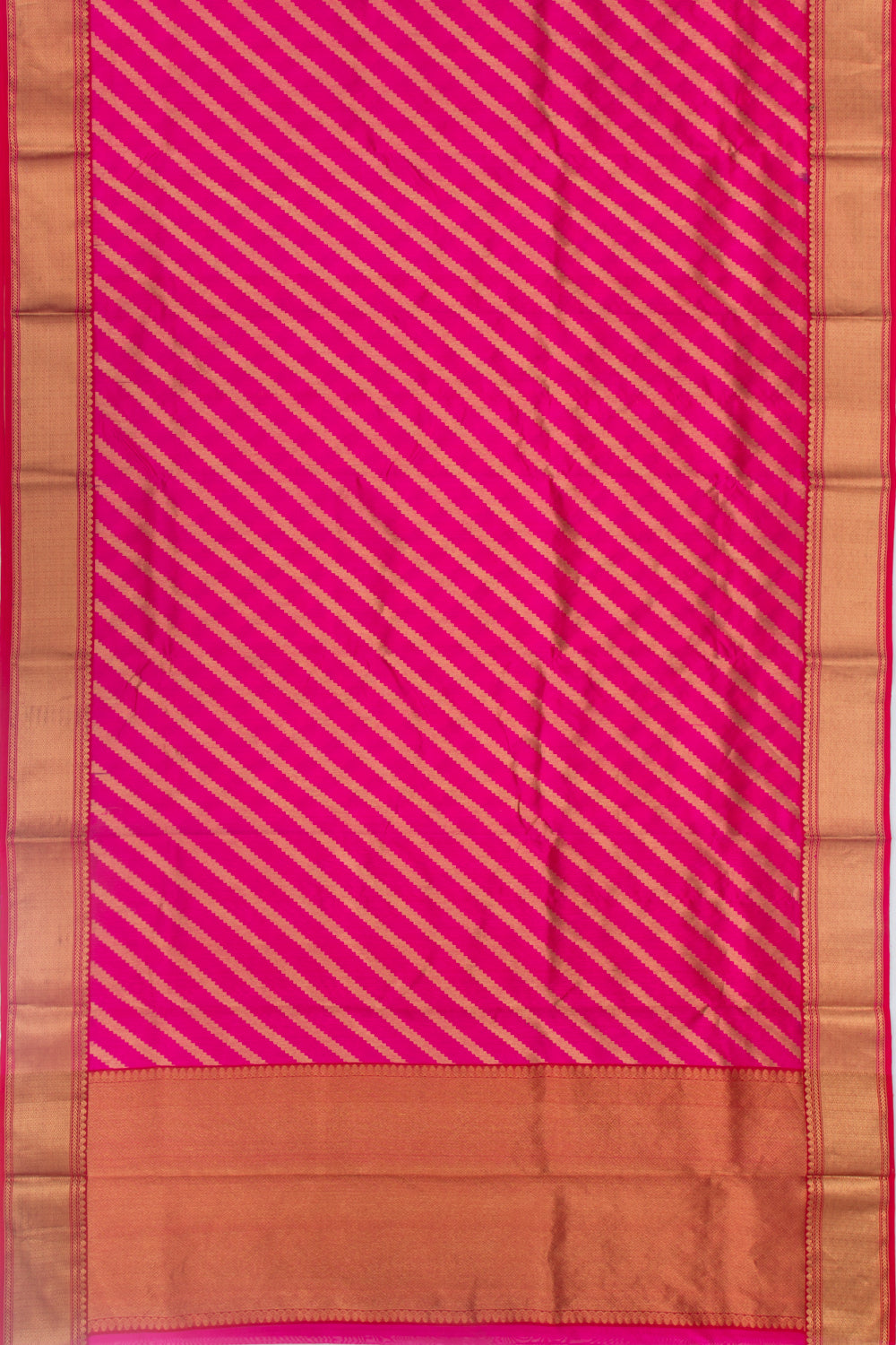 Chanderi Silk Diagonal Lines Pink Saree
