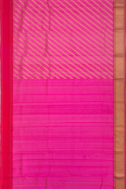 Chanderi Silk Diagonal Lines Pink Saree