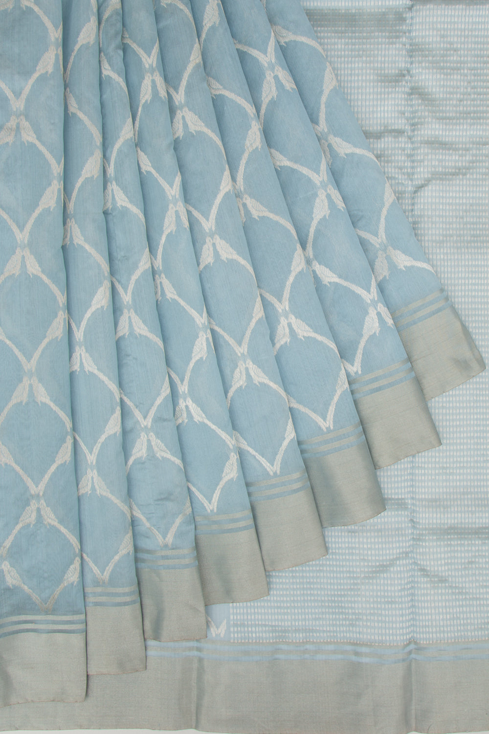 Chanderi Silk Jaal Pastel Blue Saree