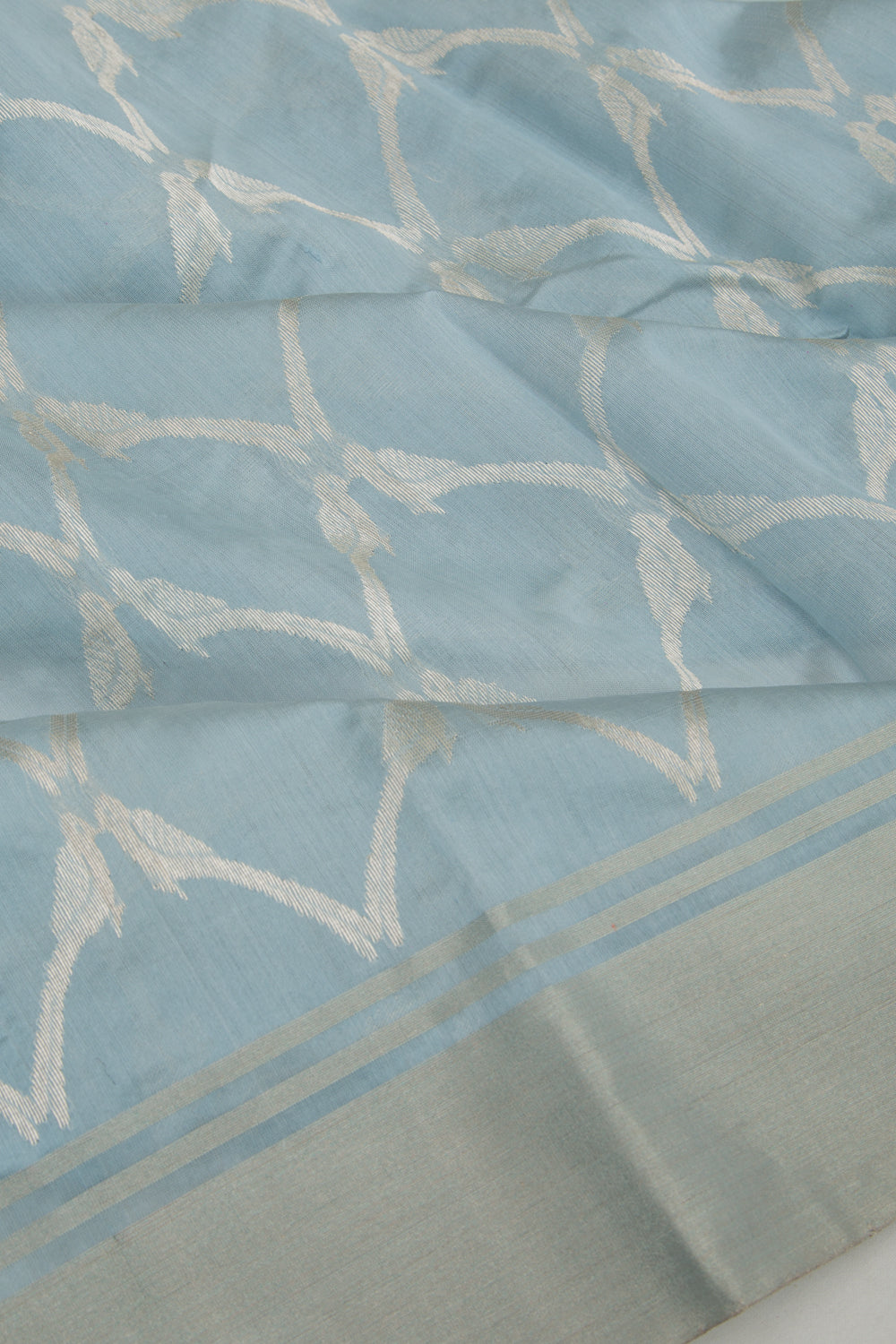 Chanderi Silk Jaal Pastel Blue Saree