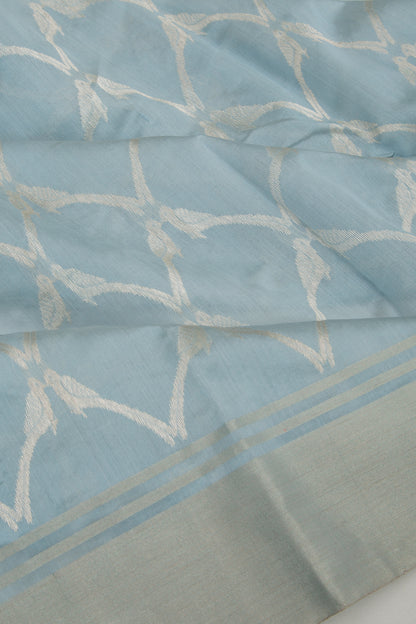 Chanderi Silk Jaal Pastel Blue Saree