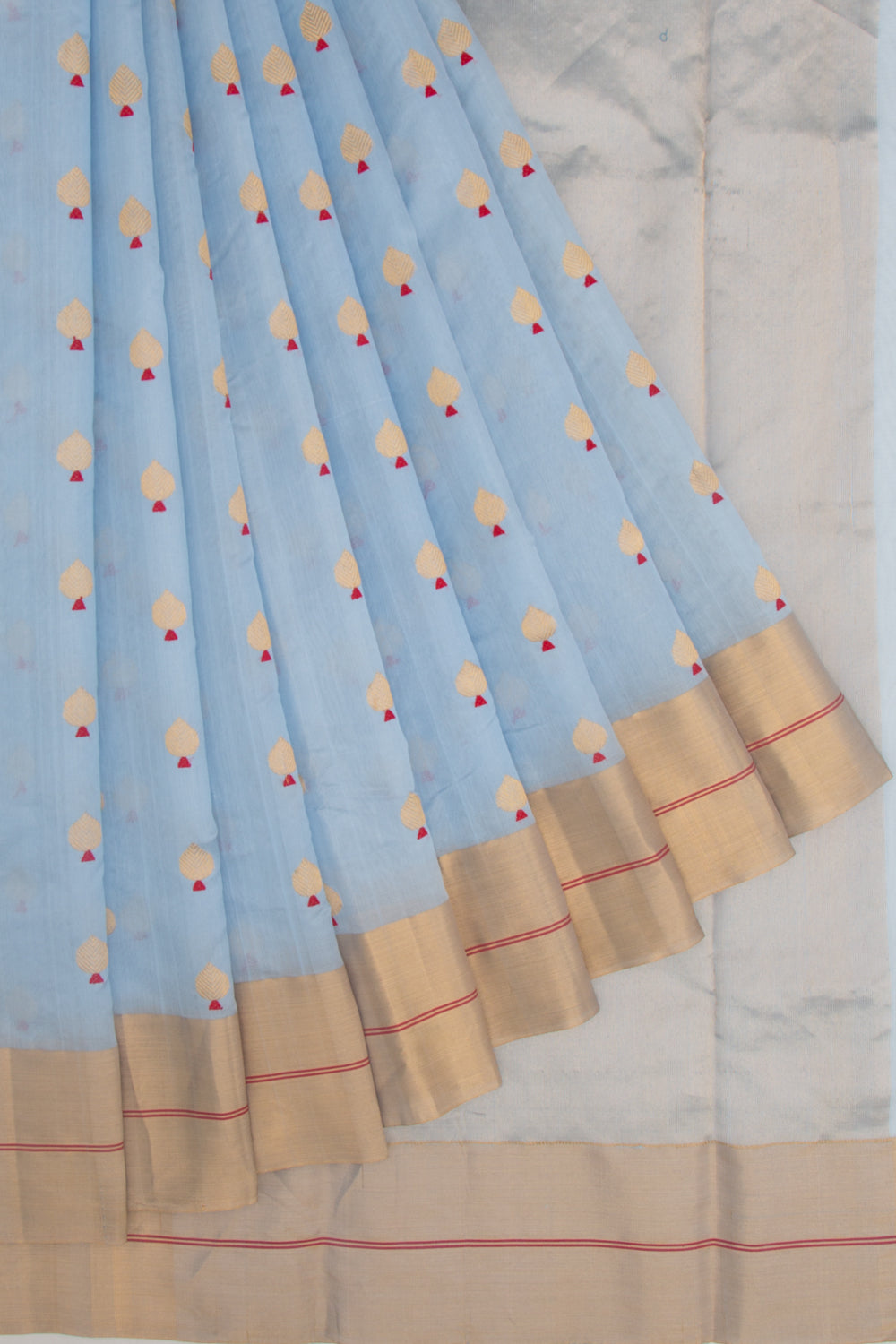 Chanderi Silk Butta Pastel Blue Saree