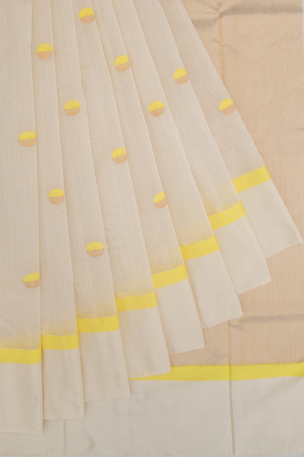 Chanderi Cotton Butta Off-White Saree