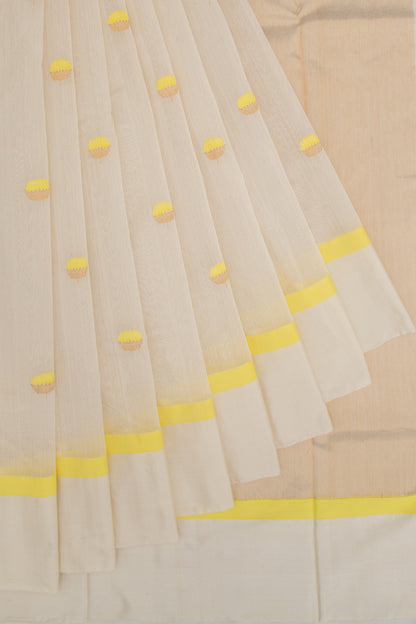 Chanderi Cotton Butta Off-White Saree
