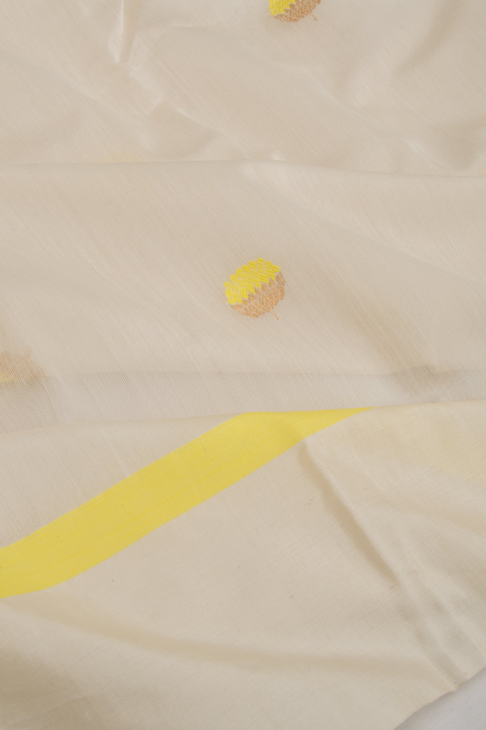 Chanderi Cotton Butta Off-White Saree