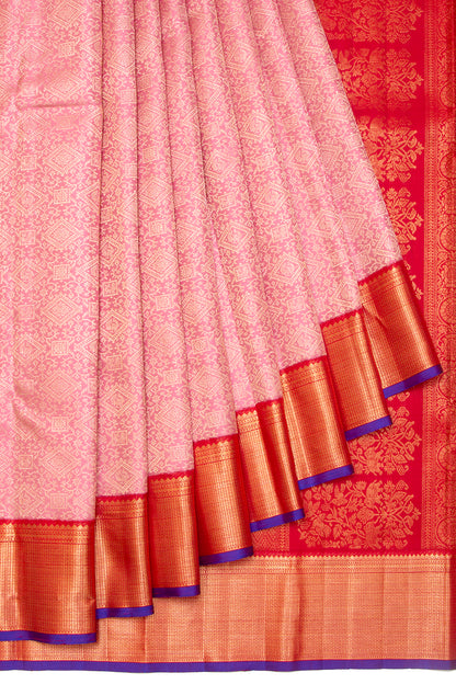 Kanchipuram Silk Brocade Pink Saree