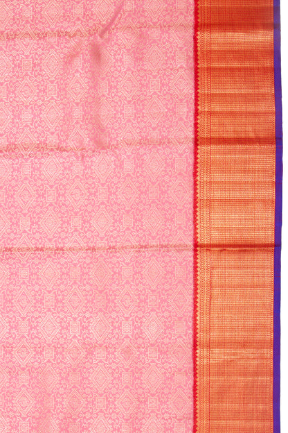 Kanchipuram Silk Brocade Pink Saree
