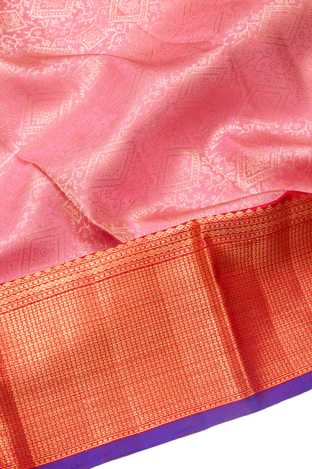 Kanchipuram Silk Brocade Pink Saree