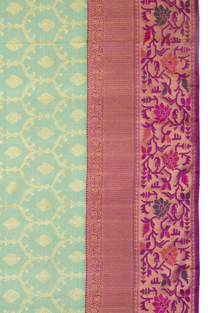 Banarasi Silk Jaal Pastel Blue Saree