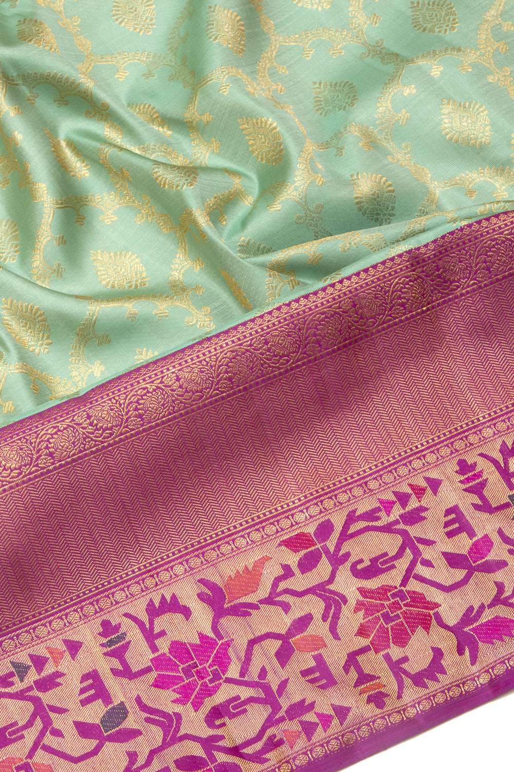 Banarasi Silk Jaal Pastel Blue Saree