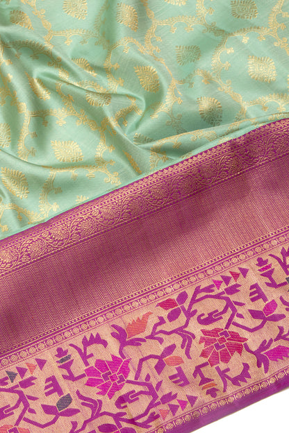 Banarasi Silk Jaal Pastel Blue Saree