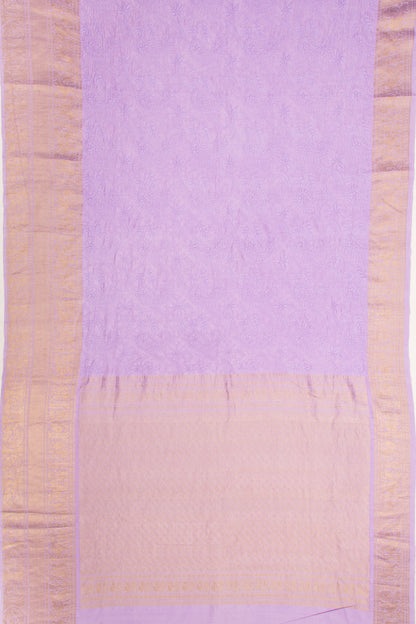 Kanchipuram Silk Chikankari Lavender Saree