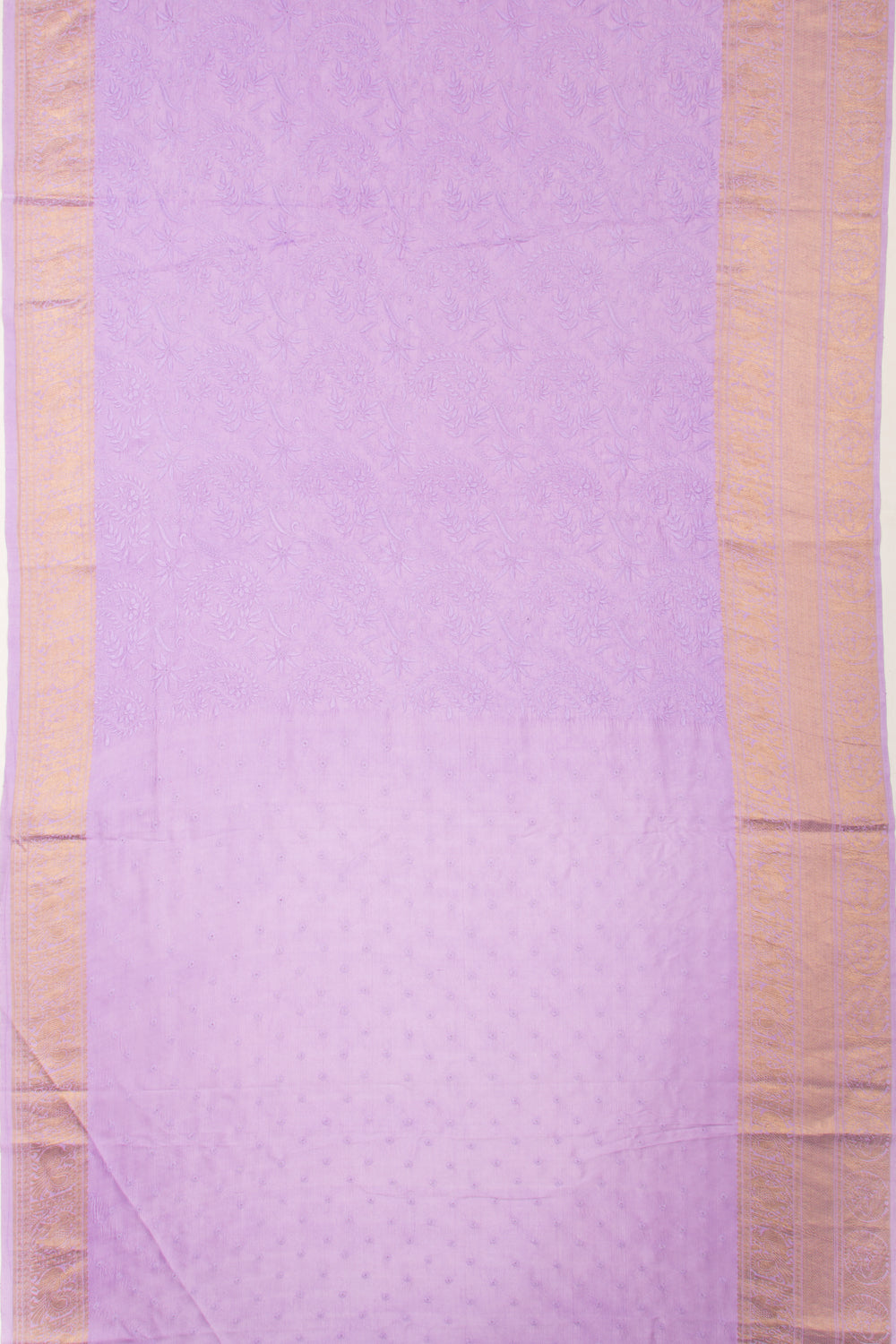Kanchipuram Silk Chikankari Lavender Saree