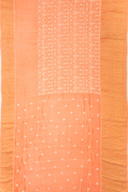 Kanchipuram Silk Chikankari Orange Saree