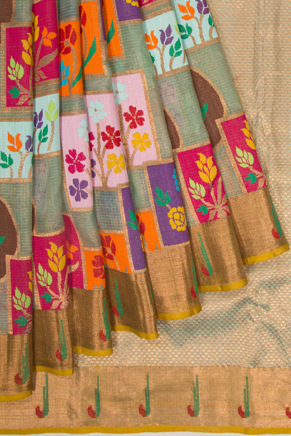 Kota Silk Tissue Jamdani Multicolor Saree