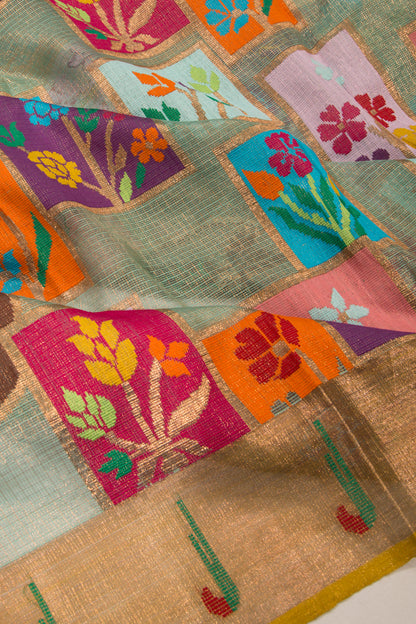 Kota Silk Tissue Jamdani Multicolor Saree