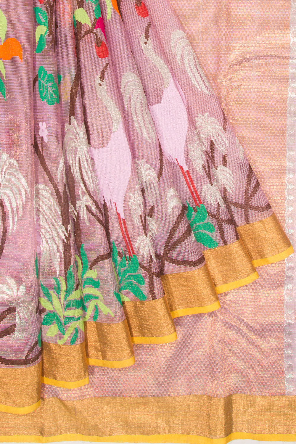 Kota Silk Tissue Jamdani Pink Saree