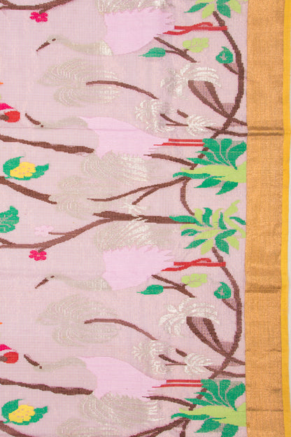 Kota Silk Tissue Jamdani Pink Saree