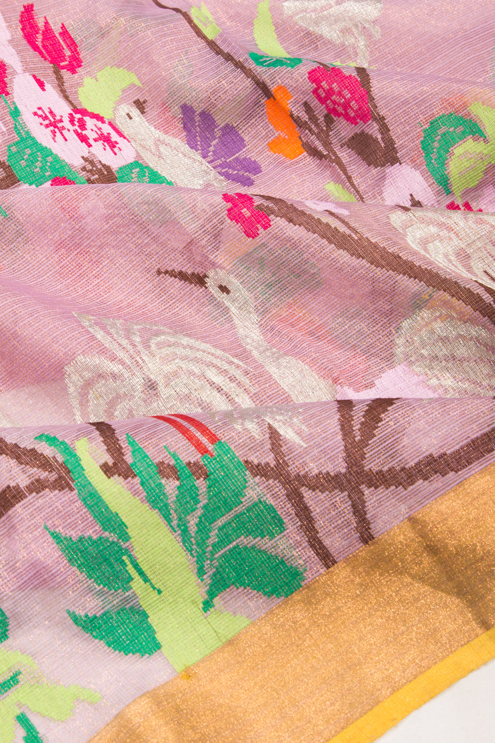 Kota Silk Tissue Jamdani Pink Saree