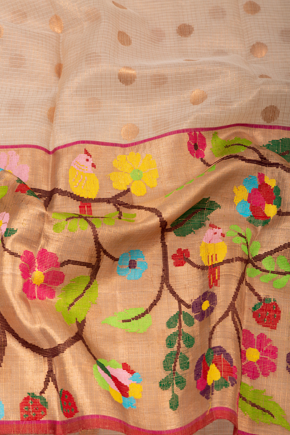 Kota Silk Tissue Butta Cream Saree