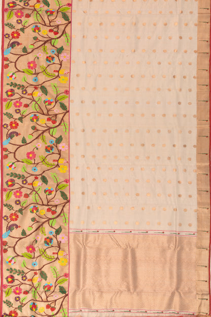 Kota Silk Tissue Butta Cream Saree