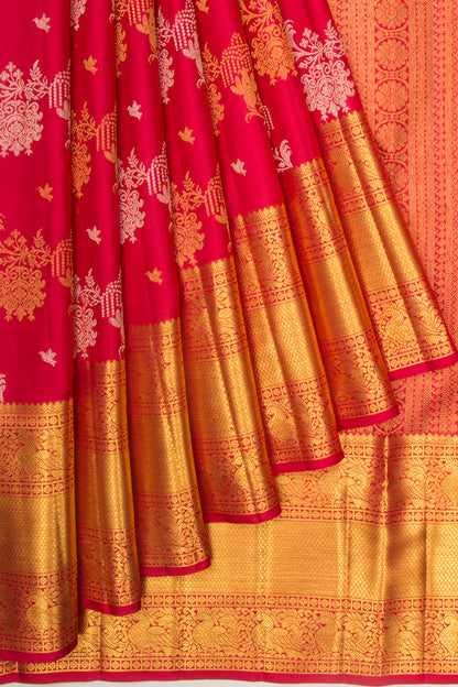 Kanchipuram Silk Jaal Red Saree